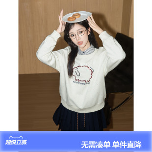 唐狮2026秋款卫衣女时尚卡通图案设计感圆领长袖卫衣高级感洋气