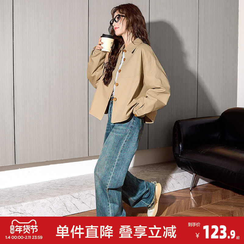 唐狮春秋季新款工装衬衫女百搭短外套复古长袖衬衣短款甜酷女,女装/女士精品,衬衫,淘宝优惠券,粉丝福利购,淘宝优惠卷