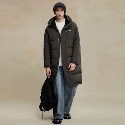 唐狮2026冬季羽绒外套新款连帽中长款羽绒服男款黑色加厚保暖宽松