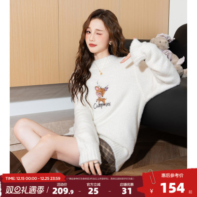 唐狮2025毛衣女秋冬季新款半高领套头毛衣女甜美可爱气质毛线衫