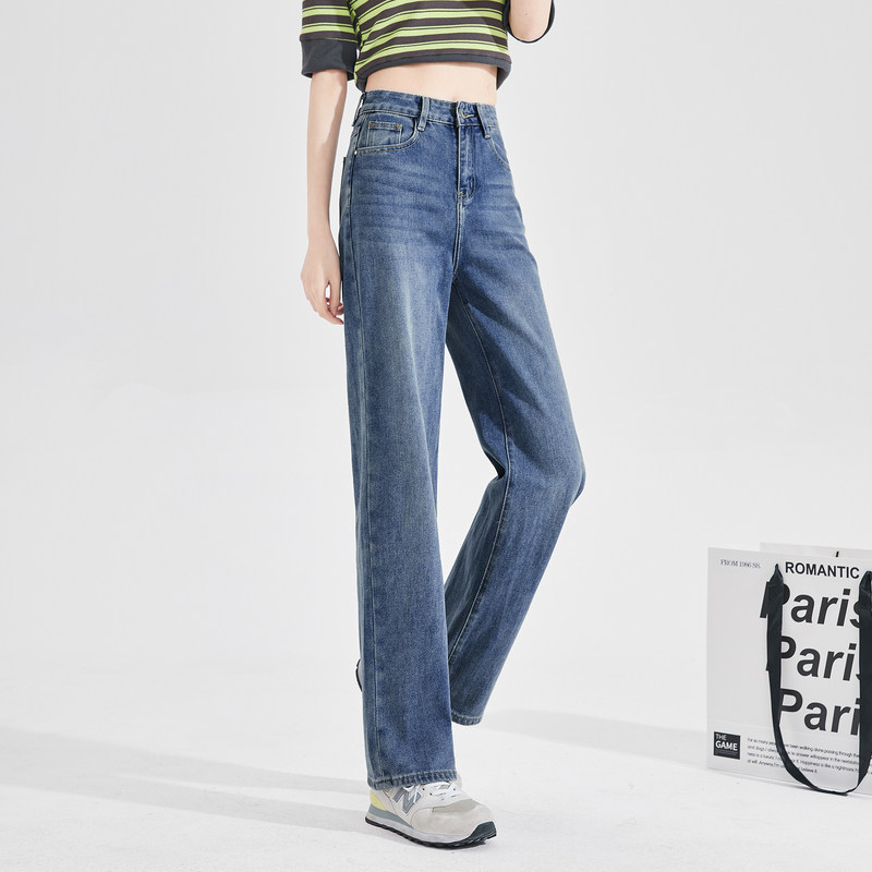唐狮24秋季新款牛仔裤女修身直筒裤水洗复古窄版显瘦时尚裤子女