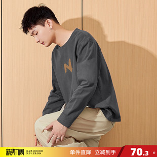 T恤男宽松显瘦圆领内搭打底衫 长袖 休闲学生上衣潮C 新款 唐狮春季