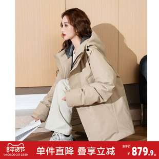 唐狮2026秋冬季女款连帽羽绒外套夹克服加厚保暖羽绒服设计感时尚