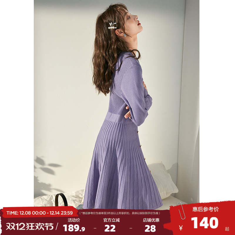 秋季新品V领针织毛衣裙！气质穿搭快get起来