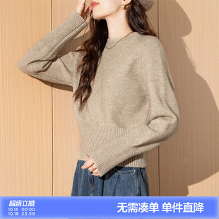 唐狮2026秋冬季毛衣女收腰宽松简约风设计圆领套头外穿韩系百搭
