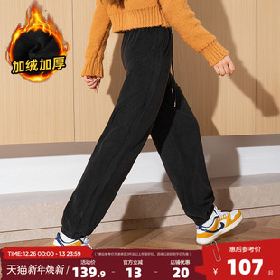 女加绒加厚双面奥粒绒束脚潮流百搭卫裤 休闲裤 新款 唐狮25冬季