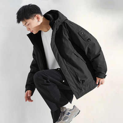 唐狮2025冬季新款羽绒服男连帽工装短款冲锋少年外套加厚派克服潮