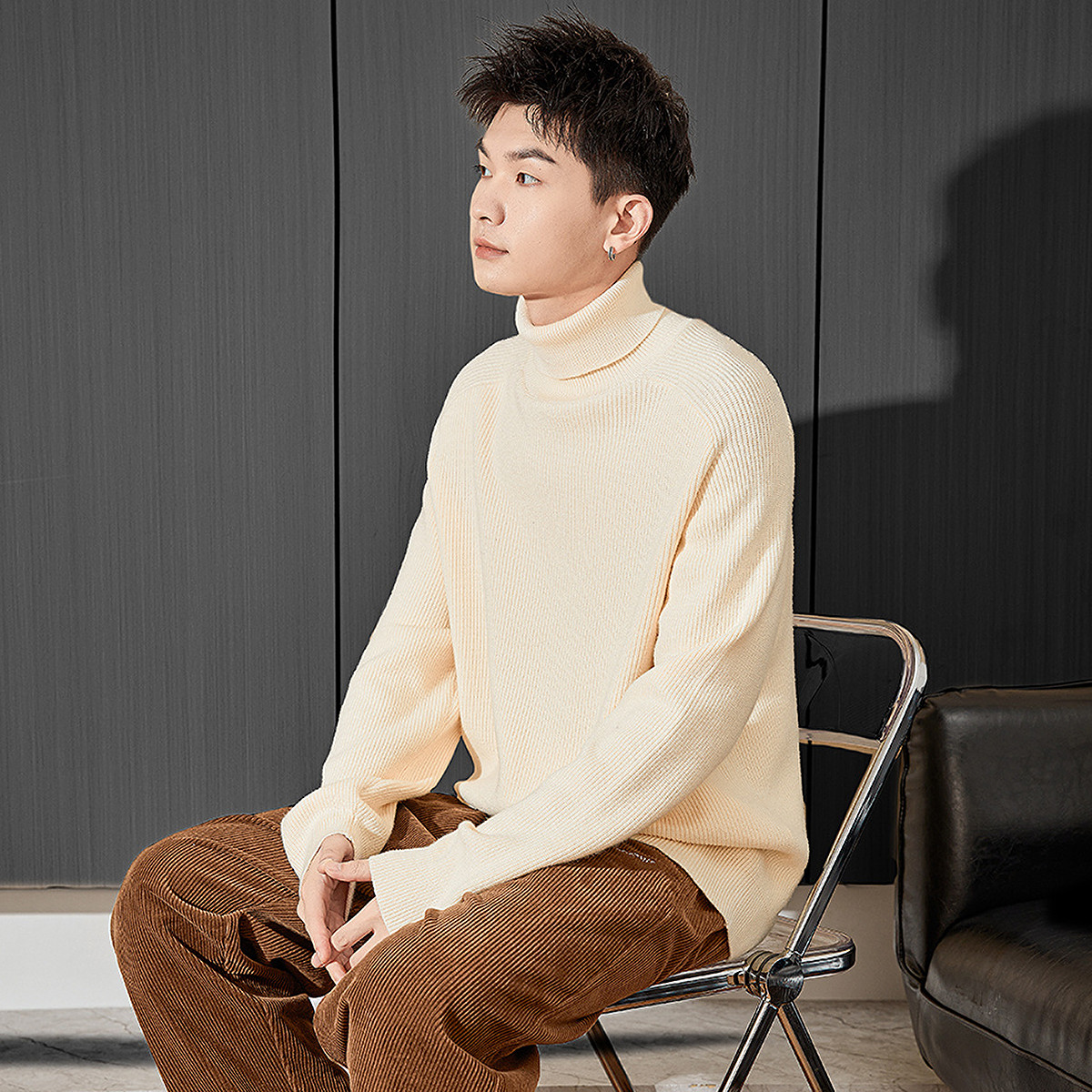 唐狮2026冬季新款高领毛衣纯色针织内搭商务休闲男款毛衫百搭上衣