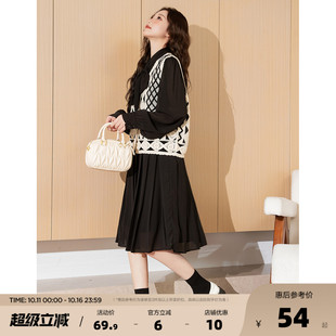 连衣裙套装 冬季 2025女装 新款 韩系马甲两件套a2 春季 唐狮黑色中长款