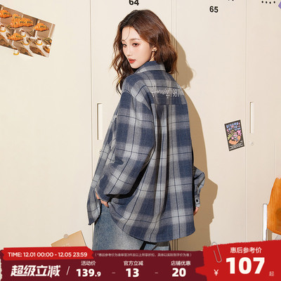 唐狮2025秋季衬衫女新款百搭流行开衫长袖格子复古时尚上衣