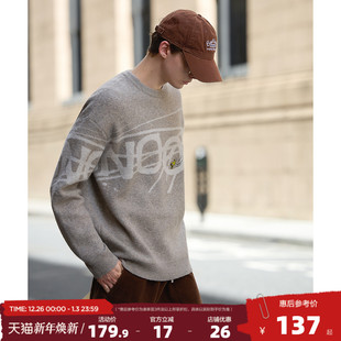 毛衣男圆领字母提花设计感毛线衫 唐狮2025秋季 史努比联名款