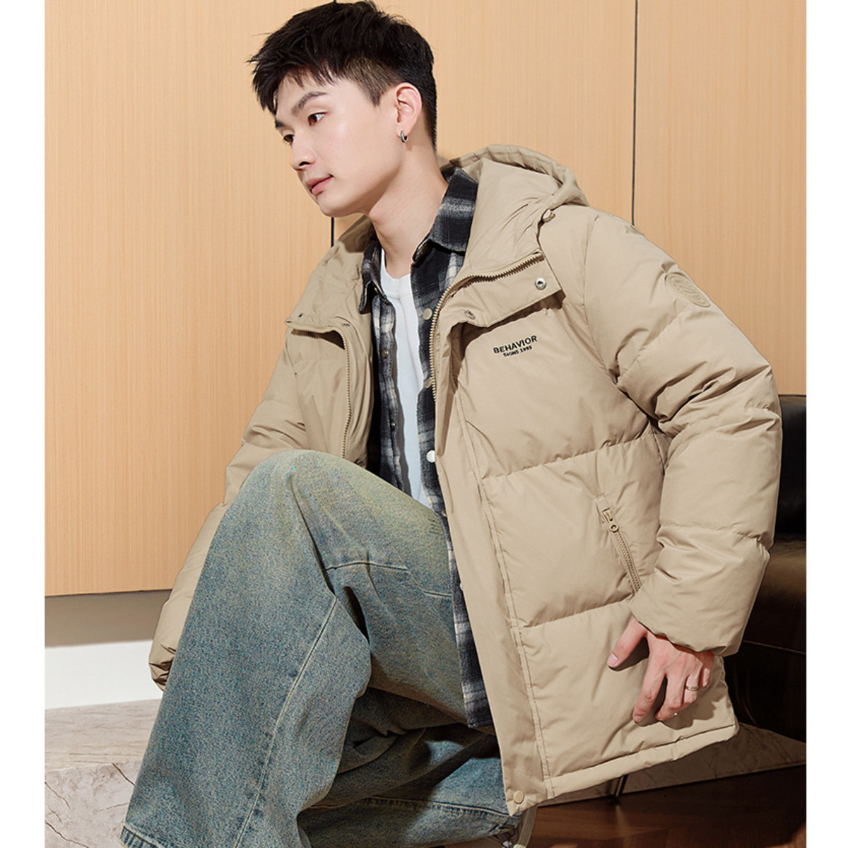 唐狮2024冬季新款羽绒服男连帽短款面包服加厚保暖港风青少年外套