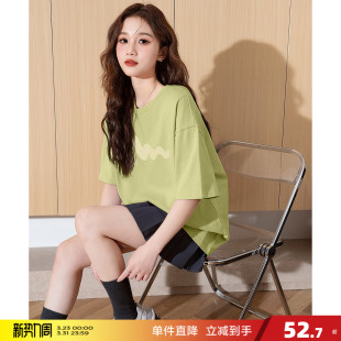 纯棉T恤chic设计感小众宽松上衣 新款 唐狮圆领短袖 T恤女春夏季