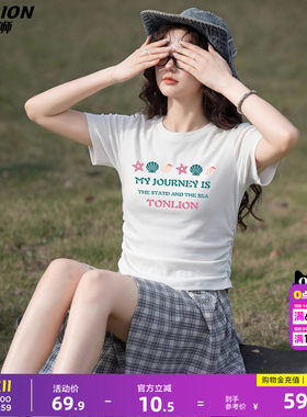唐狮2026夏季新款女短袖T恤白色修身百搭好看夏日学生小个子穿搭