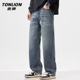 潮流牛仔裤 宽松直筒裤 男款 唐狮美式 春季 新款 青年水洗休闲长裤 子GA