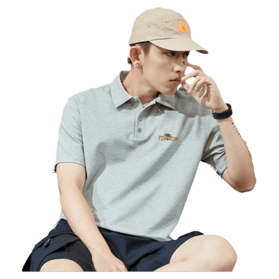 唐狮夏季新款polo衫男士短袖国潮白色有翻领t恤宽松港风上衣国潮