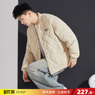 唐狮冬季 棉衣男棒球领菱形格运动棉服夹棉外套加厚防寒服外套 新款