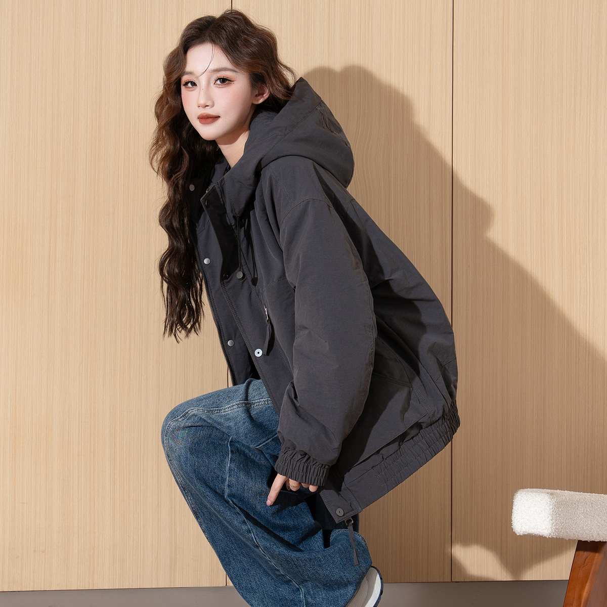 唐狮2025冬装女连帽棉衣外套加厚派克服防寒女冬季棉服短款保暖