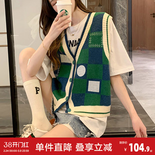 唐狮春秋俏皮活泼开衫马甲女春秋外穿高级感百搭学院风上衣女