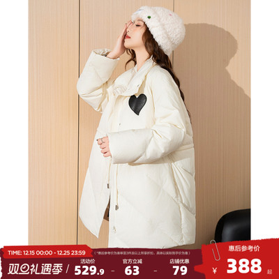 唐狮2025韩系外套冬装白色中长款羽绒服女士收腰防水超好看面包服