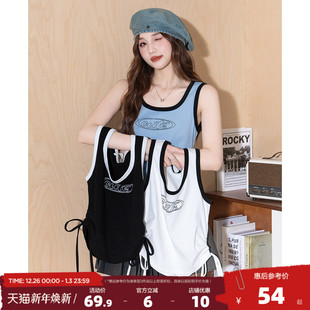 唐狮2025夏季 女背心宽松纯棉打底别致超好看收腰少女内搭上衣 新款
