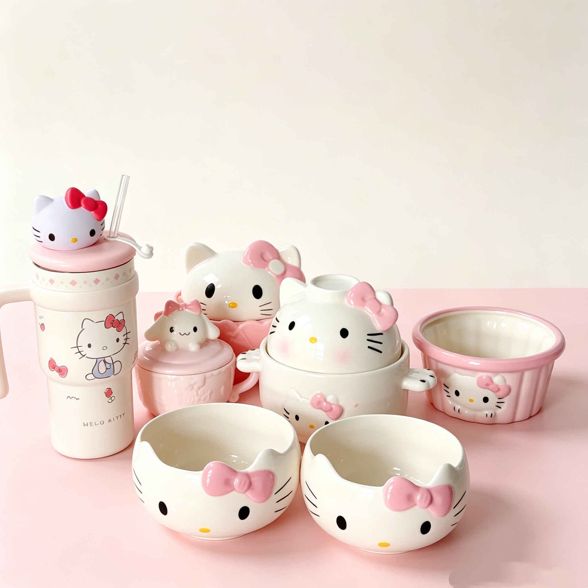HelloKitty陶瓷餐具泡面碗饭碗可爱高颜值女生家用饭碗汤碗家用好