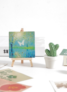 治愈油画木质莫奈花园少女心高颜值含框桌面摆件闺蜜送礼推荐