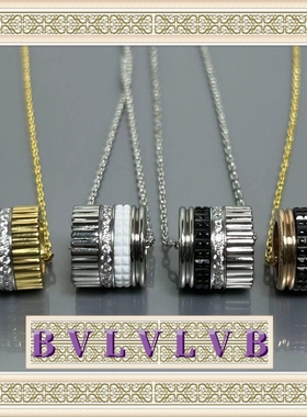 项链V金不褪色黑白陶瓷齿轮吊坠