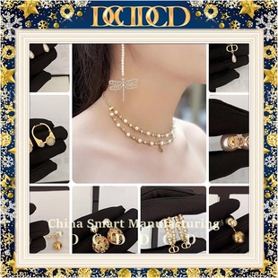 D C D D C D家吊坠耳环女轻奢珍珠CD新款耳钉长款流苏镶钻耳饰潮