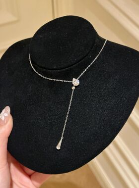 S925纯银瑞秋水滴Y字项链小众设计轻奢淑女百搭小蛮腰流苏锁骨链