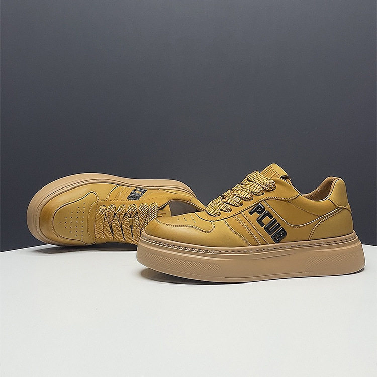 男生鞋子真皮板鞋男头层牛皮厚底小白鞋男鞋轻奢高级感新款潮鞋