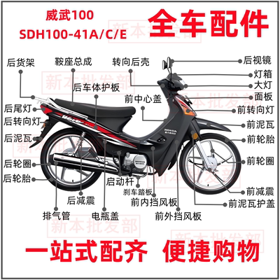 适用新大洲本田威武100外壳SDH100-41A-41C-41E前挡风板泥瓦面板