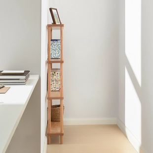 实木置物架超薄多层收纳靠墙落地小窄架子极窄15cm书架家用夹缝柜