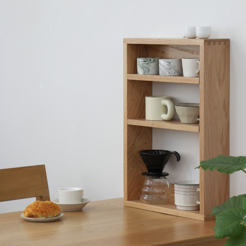 厨房壁挂红橡木咖啡杯子置物架展示架飘窗茶具实木收纳柜原木杯架