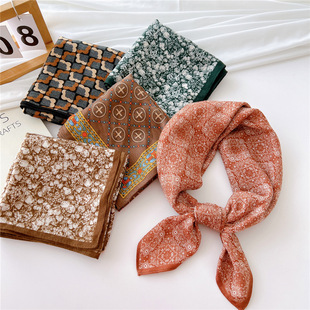 饰四季 百搭装 围巾搭配护颈围脖麦 时尚 63棉麻小方巾丝巾女春秋夏季