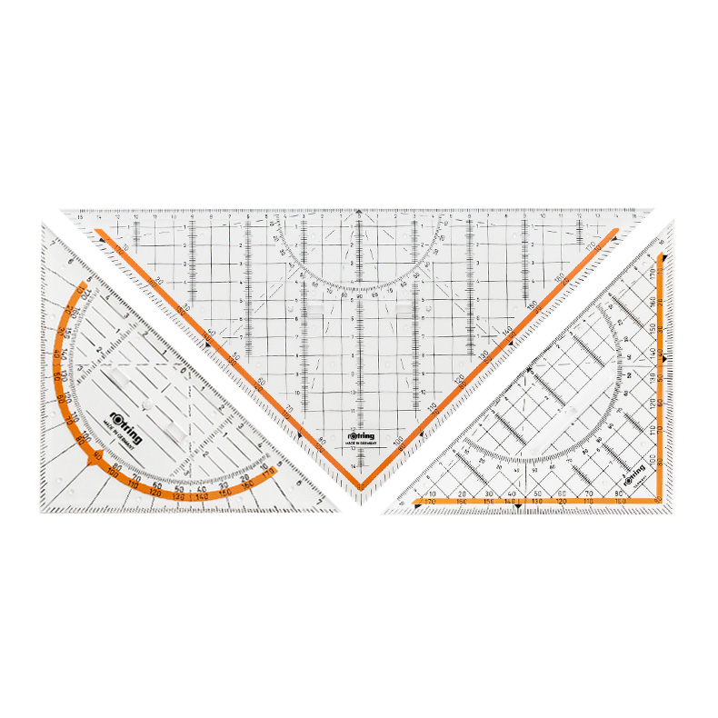 德国红环rotring带手柄直角等腰三角板手绘制图尺专业特种三角尺