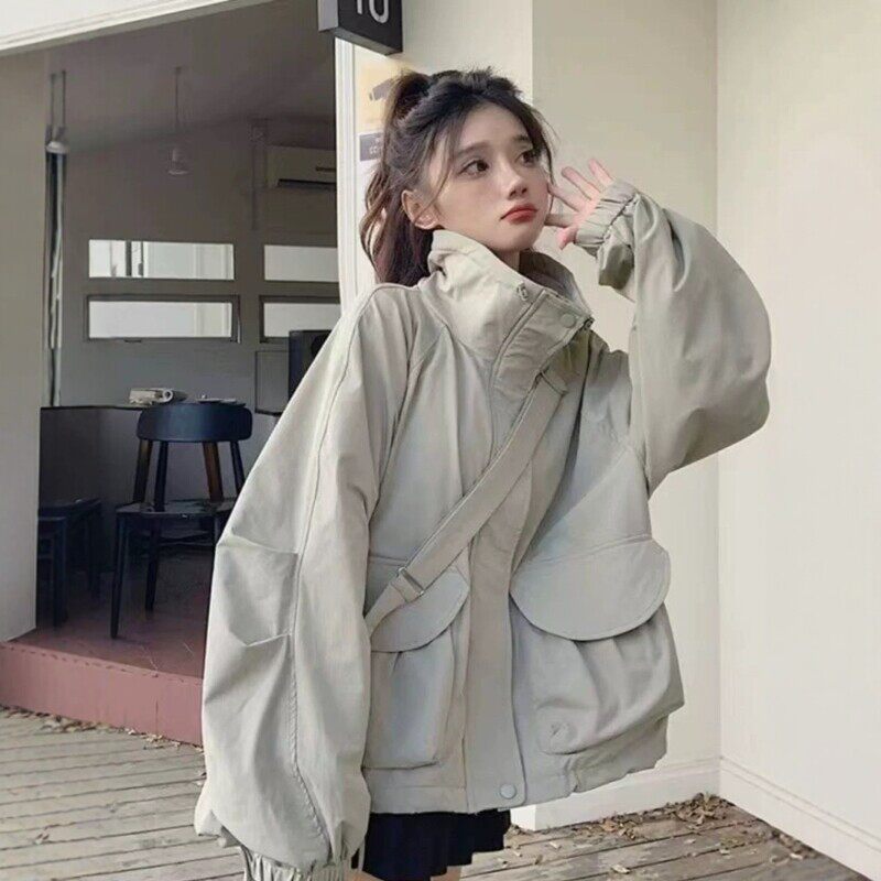 美式短款冲锋衣外套女春