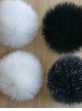 12cm仿狐狸毛毛球黑色白色帽子专用服装辅料按扣款别针款皮筋款