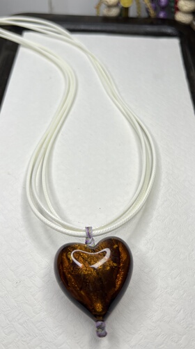 双层项链白色蜡皮绳手工琉璃大爱心项链饰品