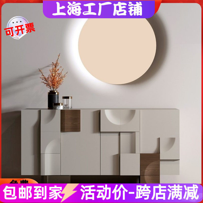 白色钢琴烤漆餐边柜实木艺术玄关柜简约现代茶水柜储物收纳柜整装