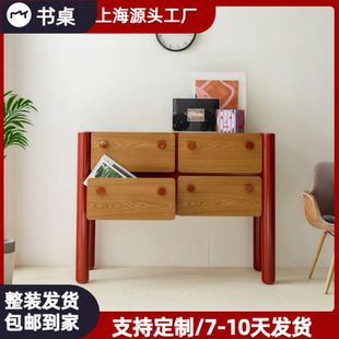 奶油风烤漆四斗柜实木入户玄关柜餐边柜现代简约卧室收纳柜储物柜