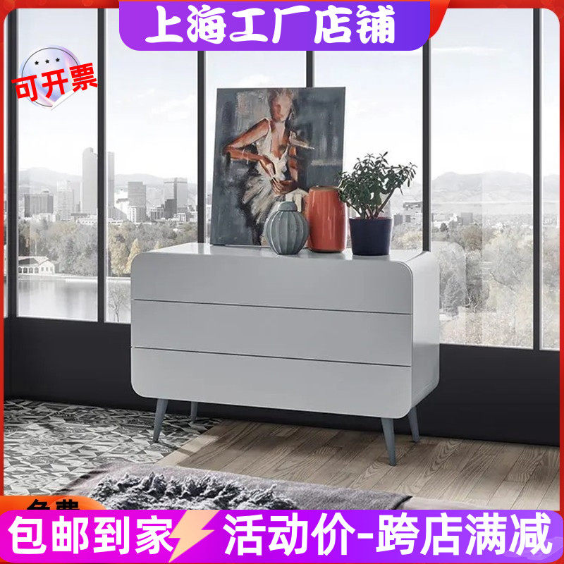 新品钢琴烤漆三斗柜现代简约抽屉储物柜意式极简收纳柜斗柜定制