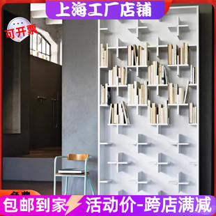 白色烤漆书柜书架创意个性置物柜展示柜现代简约十字书柜书橱定制