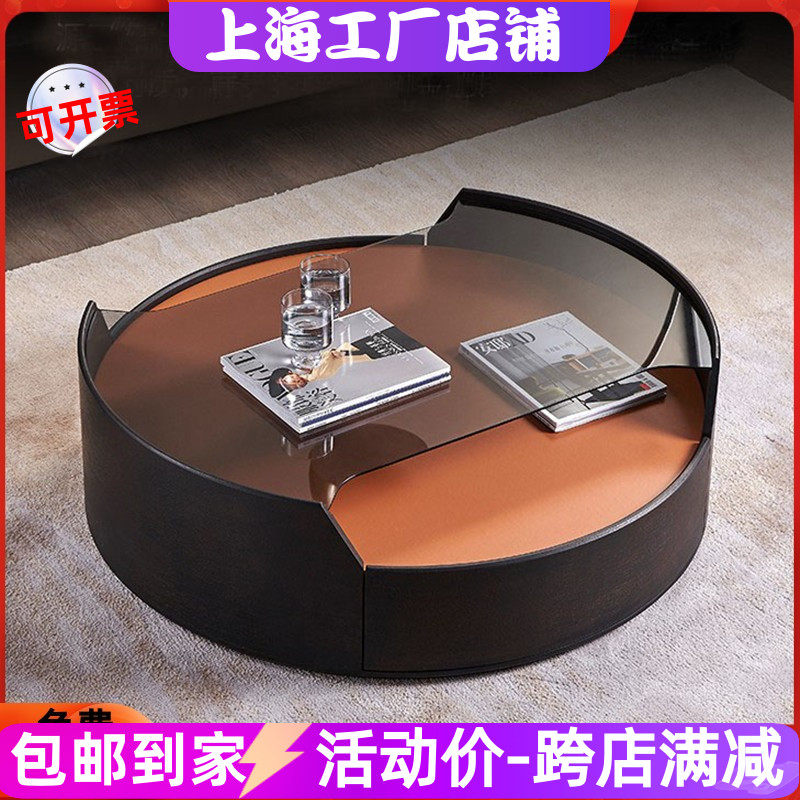 北欧钢琴烤漆圆茶几现代简约钢化玻璃客厅茶几异形艺术茶台桌定制