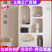白色烤漆书架入户玄关实木书柜现代简约装 饰柜多功能展示柜整装