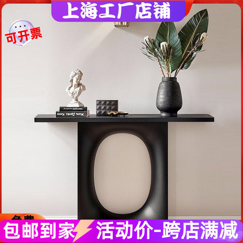 黑色钢琴烤漆玄关桌创意个性玄关台现代简约门厅柜装饰台入户玄关