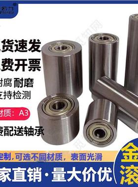 平皮带用惰轮无动力滚筒铁轮双轴承滚轮调偏轮砂带机封箱机从动轮