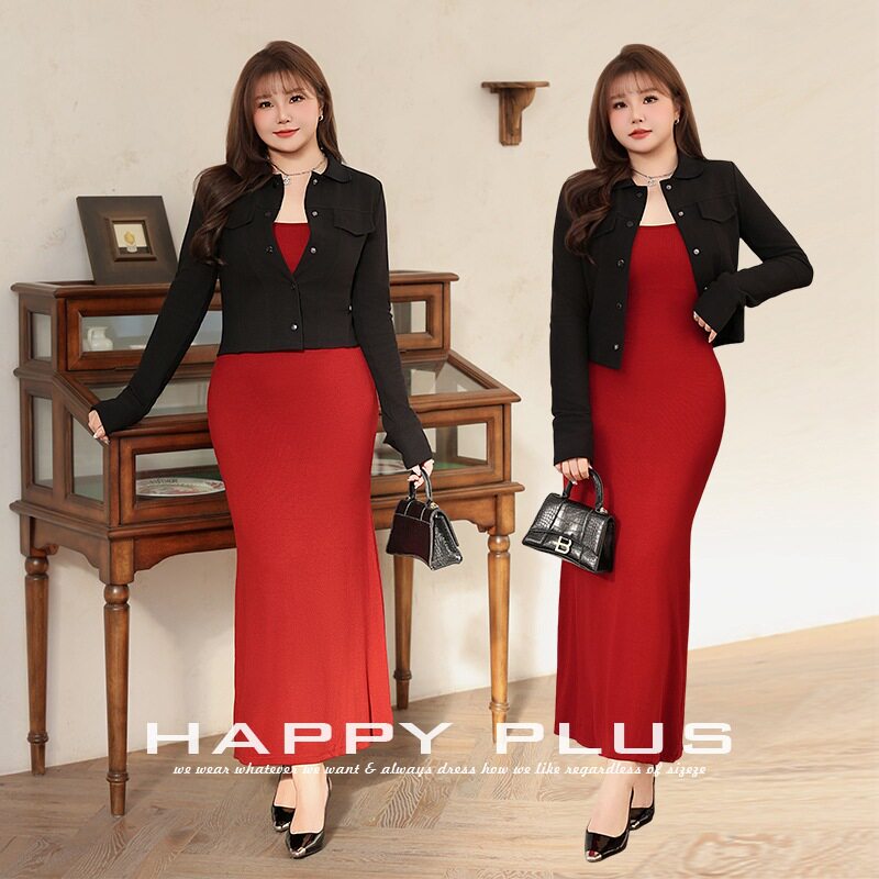 加肥加大码女装200斤胖mm法式套装包臀吊带连衣裙法式吊带裙外套