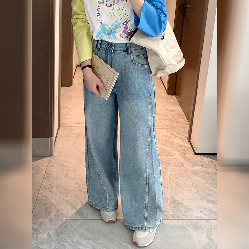 加肥加大200斤大码女装胖mm春季亮钻直筒牛仔裤阔腿宽松牛仔裤子,女装/女士精品,大码裤装,淘宝优惠券,粉丝福利购,淘宝优惠卷