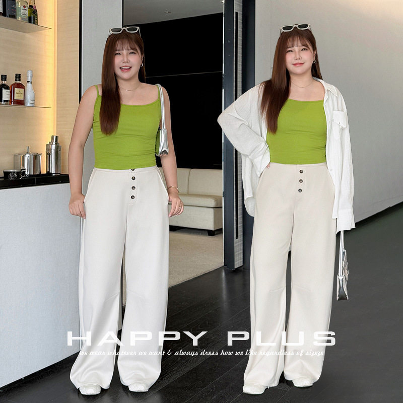 happyhut加肥加大码女装200斤胖mm铜氨空气层时髦休闲弯刀裤套装
